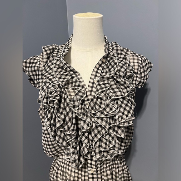 Plaid Button Down Ruffled Blouse - Picture 3 of 7